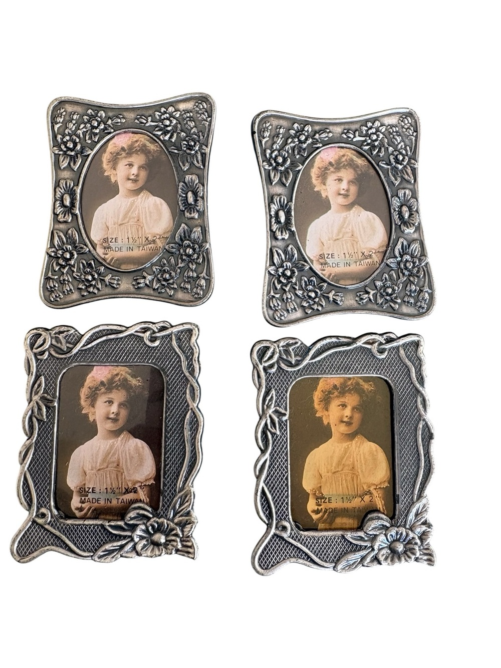 New Vintage Ornate Pewter Metal Victorian Style Photo Frames-Set of 4 NEW